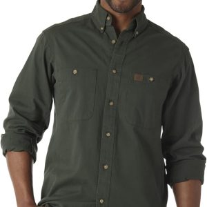 Wrangler Riggs Work Shirt Mens Cotton Relaxed Fit Utility-0