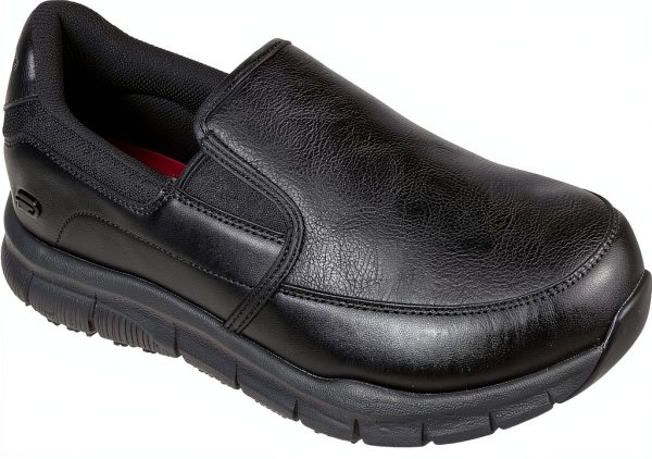 Skechers Slip Resistant Work Shoes Mens Memory Foam Black-5