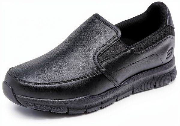Skechers Slip Resistant Work Shoes Mens Memory Foam Black-0