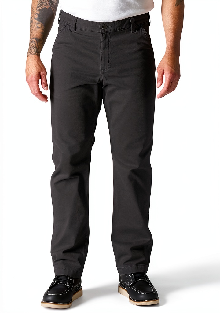 Close‑up of Carhartt Men’s Work Pants Durable Cotton Twill being worn on a construction site