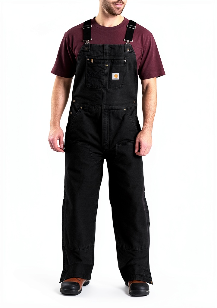 Installing Carhartt Work Overalls 12oz Cotton Insulated on a wooden desk