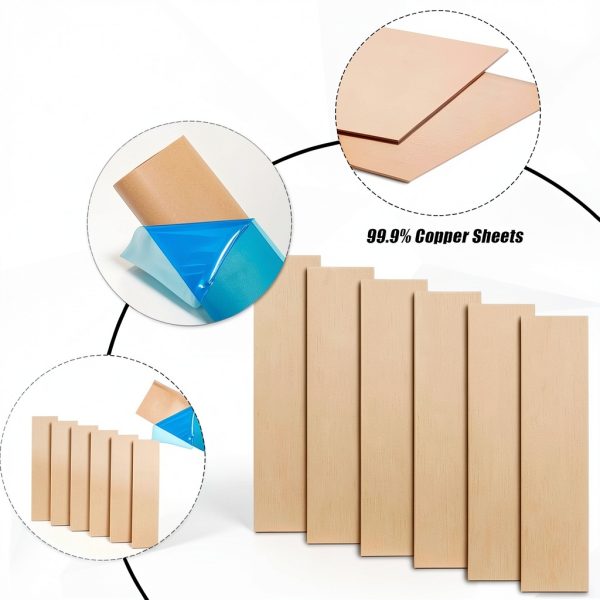 Dunzy Copper Sheets 6 Pack 99% Pure Metal Crafting Sheet 10x2.5in-2