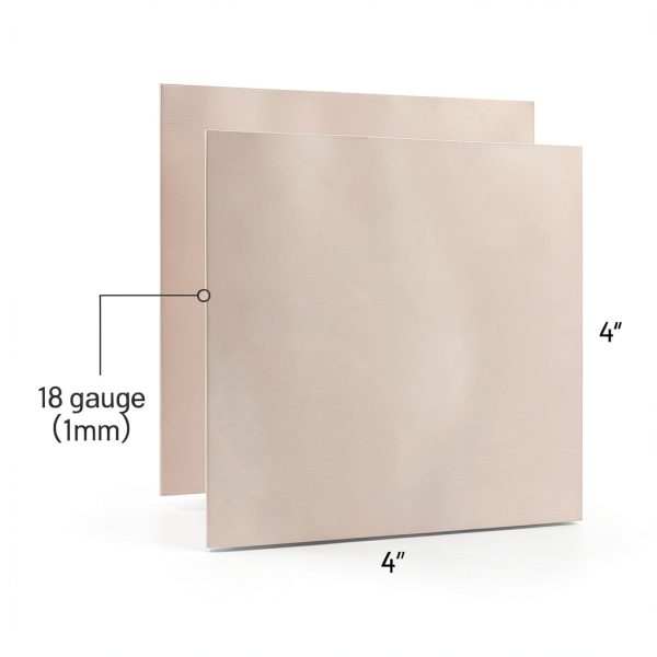 2 Pcs 99.9%+ 1mm Thick Pure Copper Sheet, 4" x 4", 18 Gauge Thickness, 102 x 102 x 1mm, No Scratches, Film Attached, 1mm Copper Plates-1